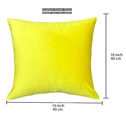 Velvet Yellow Cushion Cover 16"x16" (Pack of 2)